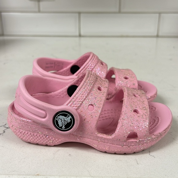 Crocs Kids' Classic Sandal Toddler Pink Glitter Size 6 Child - Picture 11 of 14